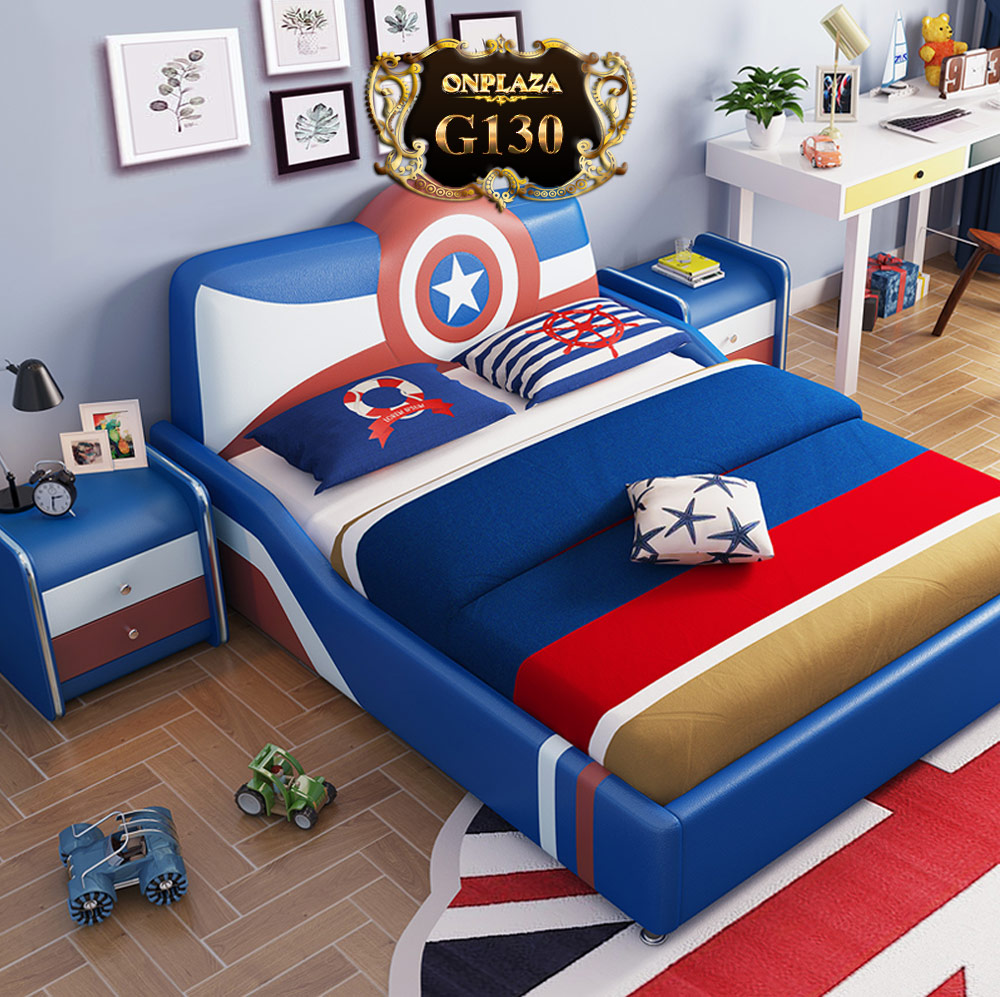 Bộ giường ngủ bọc da siêu anh hùng Captain America G130